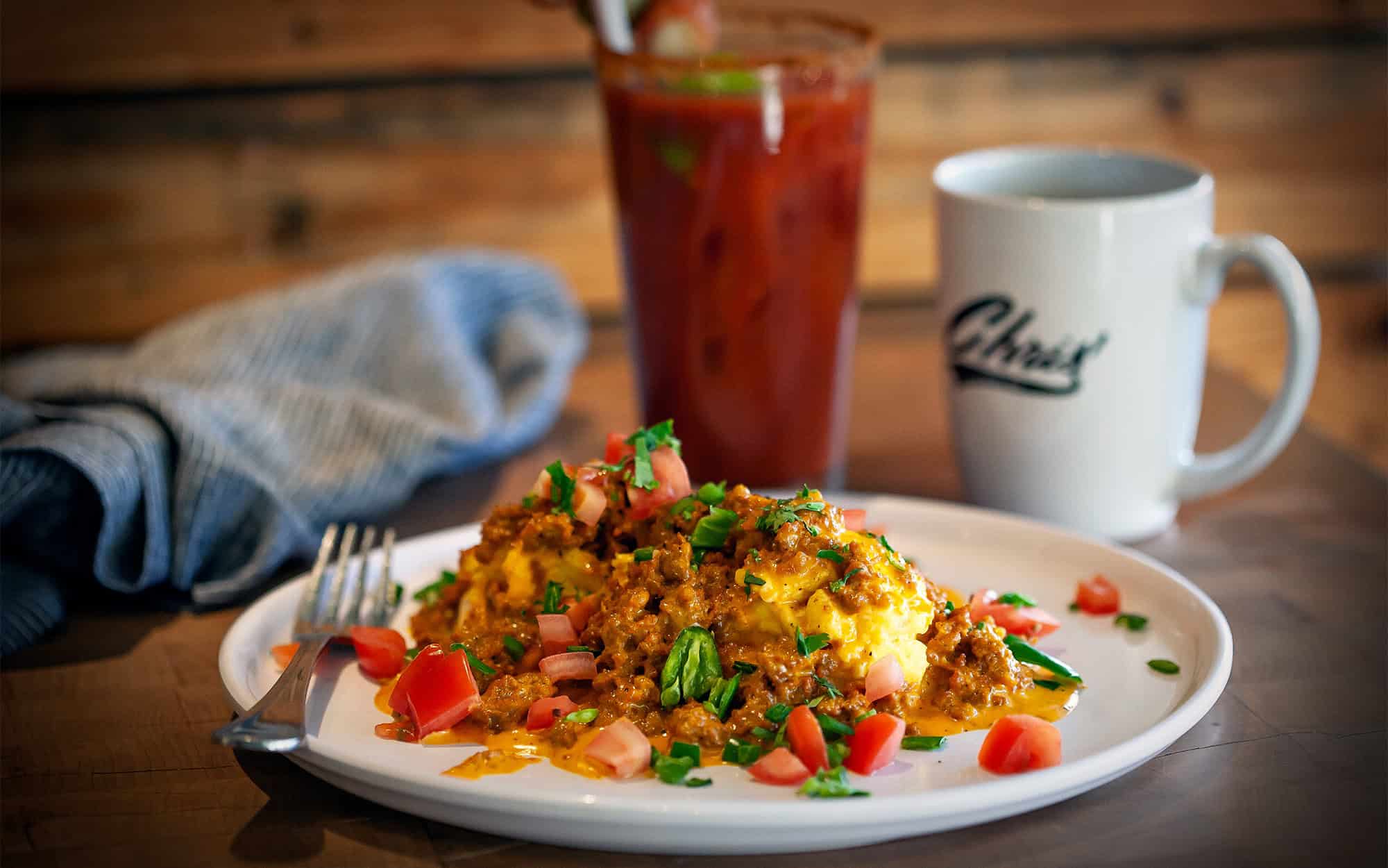 Omelette w Bloody Mary on Table